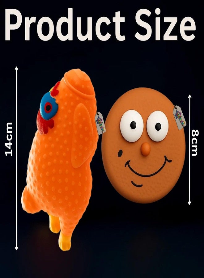 Western Era Squeaky Dog Toy Combo | Cookie Face & Roast Chicken Design | Durable Rubber | Soft Chew & Built-in Squeaker | Interactive Toys for Small & Medium Dogs | Vibrant, Fun & Engaging (Type 3) - Image 3